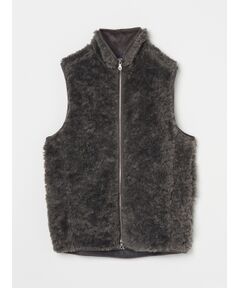 Men's upcycle eco fur zip vest