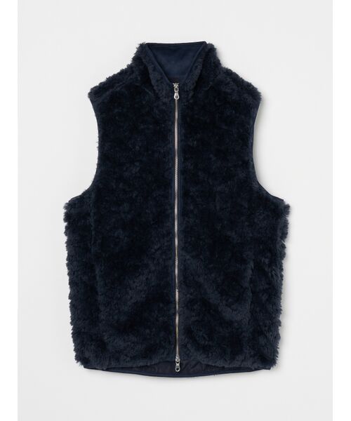 Men's upcycle eco fur zip vest （その他アウター）｜three dots