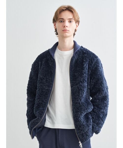 three dots upcycled eco fur zip blusonボアジャケット