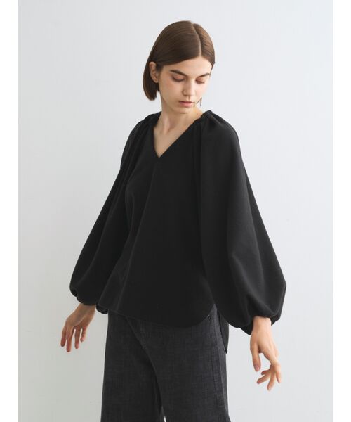 three dots / スリードッツ ニット・セーター | Hairly jersey draped top | 詳細6