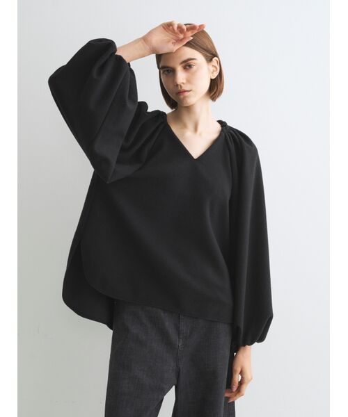 three dots / スリードッツ ニット・セーター | Hairly jersey draped top | 詳細8