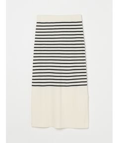 Wool outfit rib narrow skirt