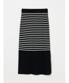 Wool outfit rib narrow skirt