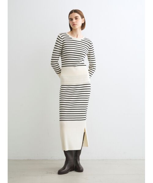 three dots / スリードッツ スカート | Wool outfit rib narrow skirt | 詳細9