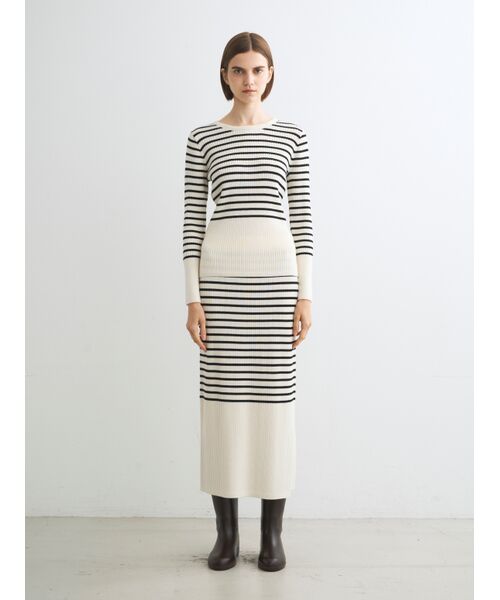 three dots / スリードッツ スカート | Wool outfit rib narrow skirt | 詳細10