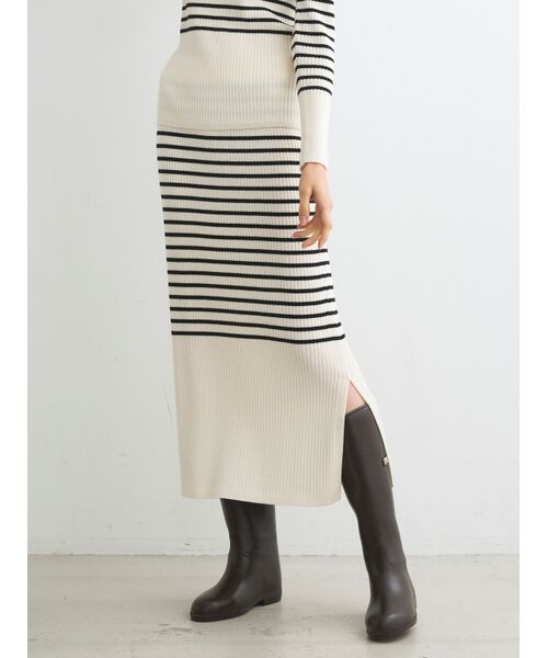 three dots / スリードッツ スカート | Wool outfit rib narrow skirt | 詳細6