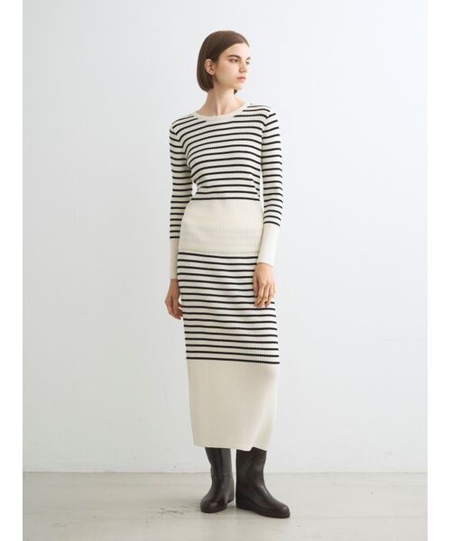 three dots / スリードッツ スカート | Wool outfit rib narrow skirt | 詳細8