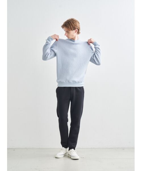 Men's wool waffle l/s mock neck