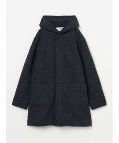 Men's wool fleece hooded coat