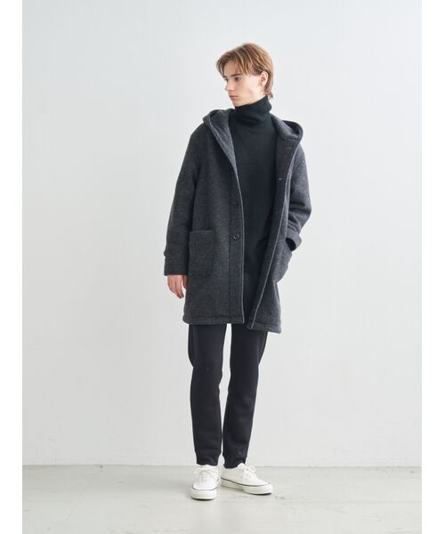 three dots / スリードッツ その他アウター | Men's wool fleece hooded coat | 詳細10