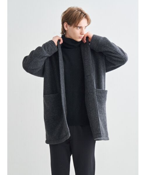 three dots / スリードッツ その他アウター | Men's wool fleece hooded coat | 詳細7