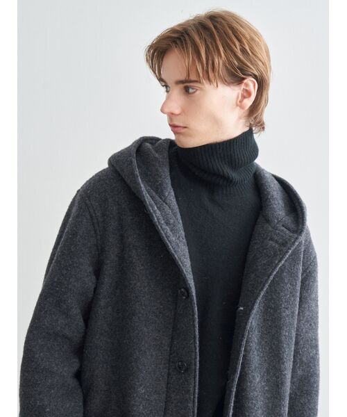 three dots / スリードッツ その他アウター | Men's wool fleece hooded coat | 詳細8