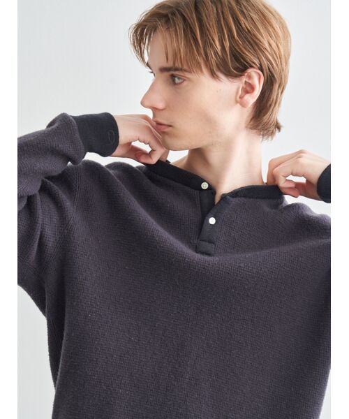three dots / スリードッツ ニット・セーター | Men's wool waffle l/s henley neck | 詳細9