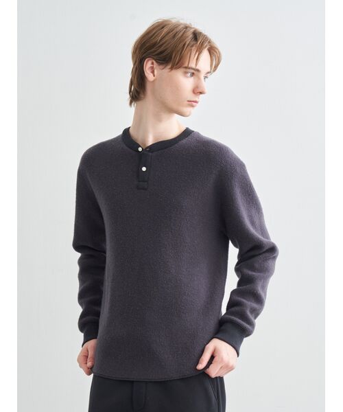 three dots / スリードッツ ニット・セーター | Men's wool waffle l/s henley neck | 詳細7