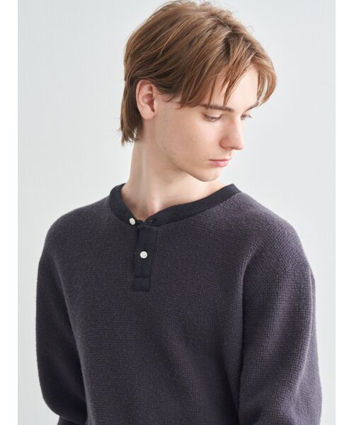 three dots / スリードッツ ニット・セーター | Men's wool waffle l/s henley neck | 詳細8