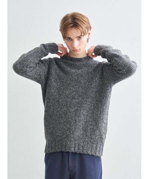 three dots / スリードッツ ニット・セーター | Men's shaggy sweater crew neck | 詳細6