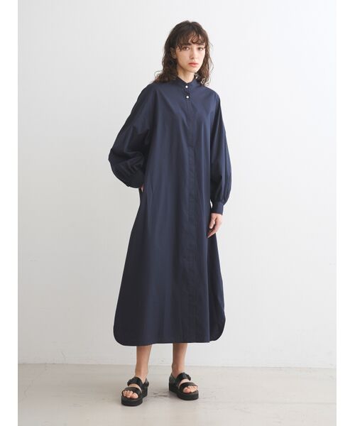 three dots / スリードッツ ドレス | Broad cotton shirt dress | 詳細8