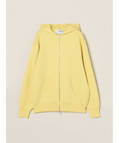 three dots / スリードッツ パーカー | Power smooth knit zipup hoody(fade yellow)