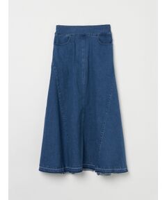 Denim volume flair skirt