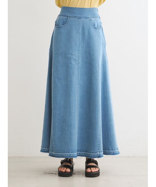 three dots / スリードッツ スカート | Denim volume flair skirt | 詳細10