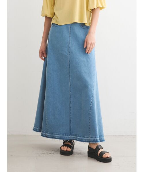 three dots / スリードッツ スカート | Denim volume flair skirt | 詳細6