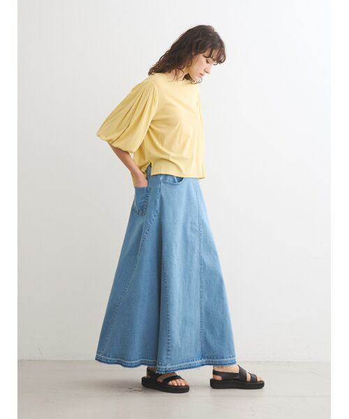 three dots / スリードッツ スカート | Denim volume flair skirt | 詳細8