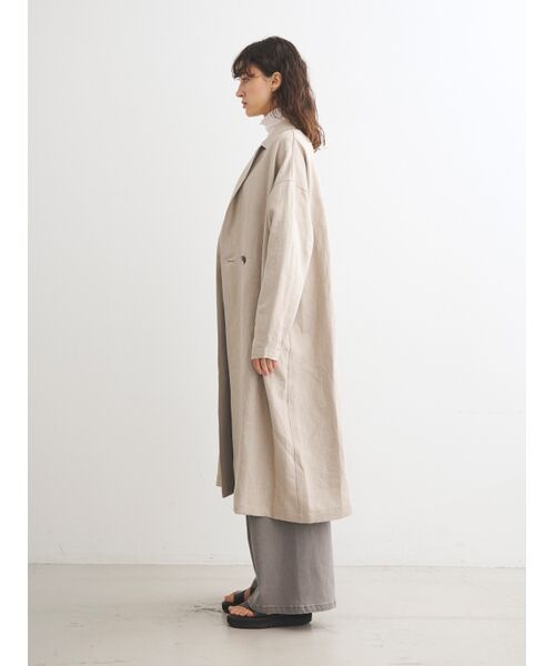 Rough linen oversized trench （その他アウター）｜three dots