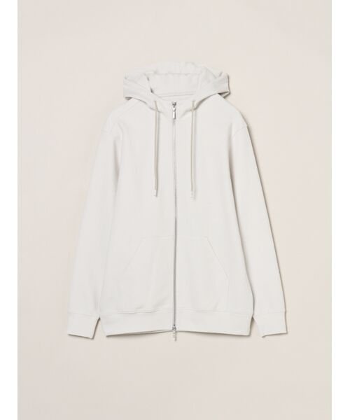 three dots / スリードッツ パーカー | Men's stretch ponte zip hoody(ice grey)