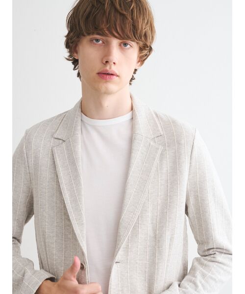 three dots / スリードッツ テーラードジャケット | Men's fleece stripe 2button jackt | 詳細8