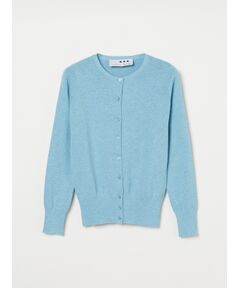 Cotton melange l/s crew cardigan