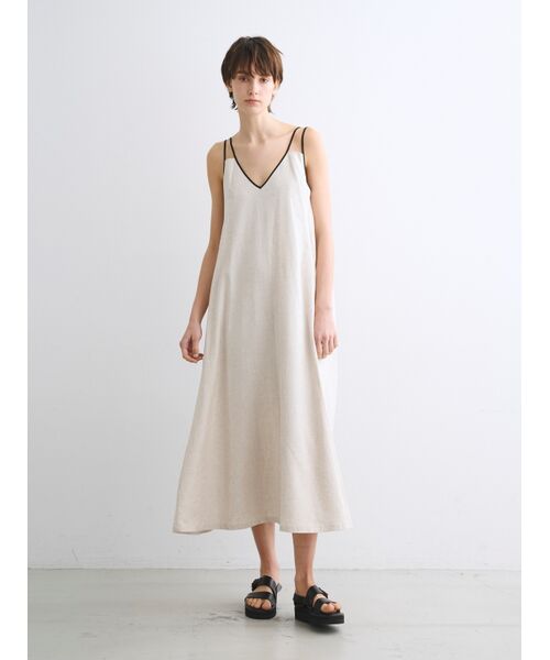 three dots / スリードッツ ドレス | Rayon linen dress | 詳細6