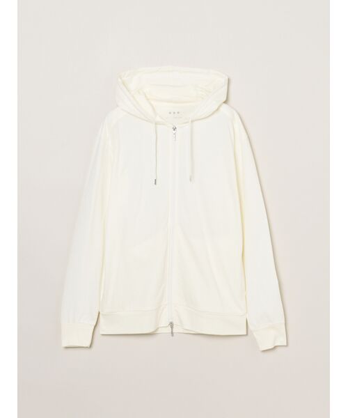 three dots / スリードッツ パーカー | Men's sanded jersey zip hoody（ivory）