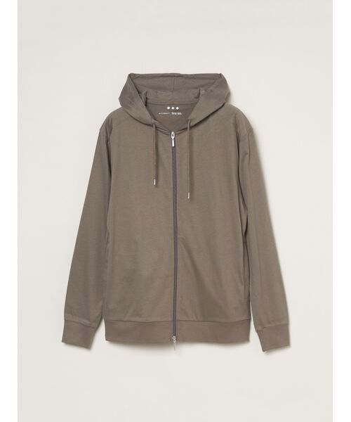 three dots / スリードッツ パーカー | Men's sanded jersey zip hoody（dusty olive）