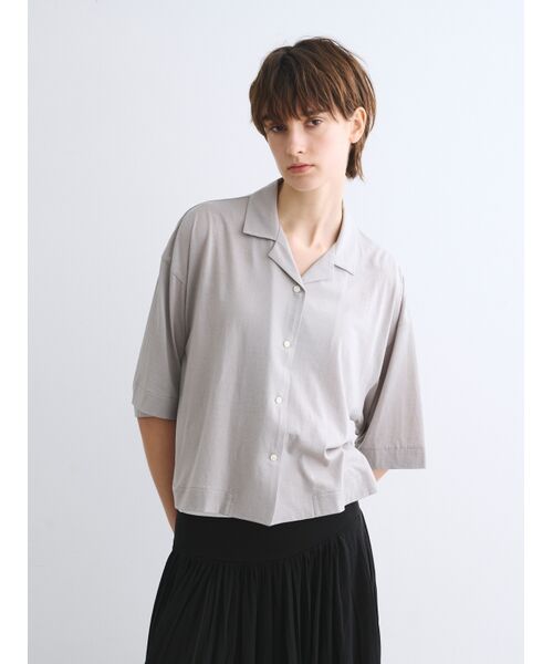 three dots / スリードッツ シャツ・ブラウス | Cashmere cotton half slv shirt | 詳細6