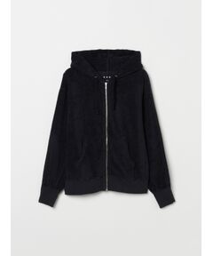 Long staple pile zip up hoody