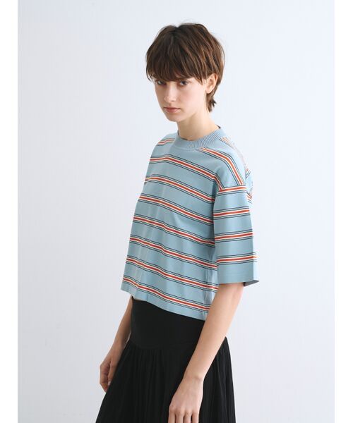 three dots / スリードッツ Tシャツ | Sleek sweater s/s knitted tshirt | 詳細7