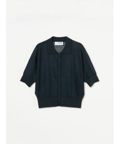 three dots / スリードッツ その他トップス | Shiny sheer sweater button polo cardigan