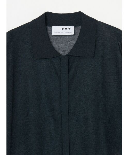 three dots / スリードッツ その他トップス | Shiny sheer sweater button polo cardigan | 詳細2
