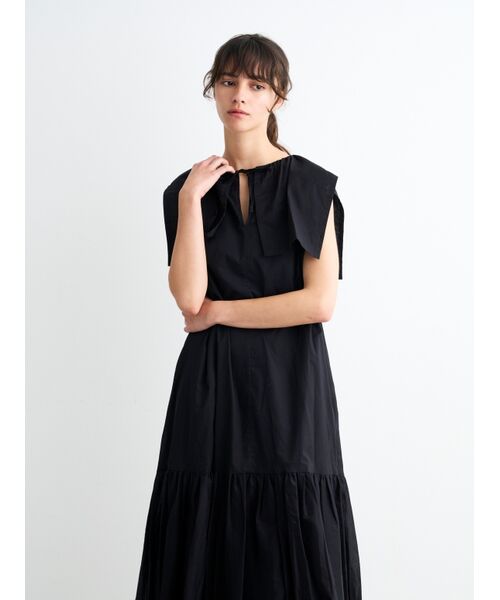 three dots / スリードッツ ドレス | Cotton lawn big collar dress | 詳細9