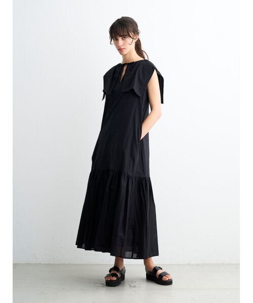 three dots / スリードッツ ドレス | Cotton lawn big collar dress | 詳細6
