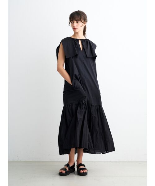 three dots / スリードッツ ドレス | Cotton lawn big collar dress | 詳細7