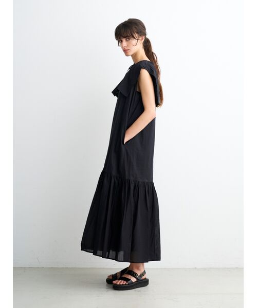 three dots / スリードッツ ドレス | Cotton lawn big collar dress | 詳細8