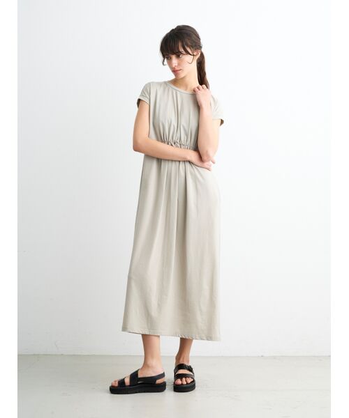 three dots / スリードッツ ドレス | Stretch nylon gather dress | 詳細7