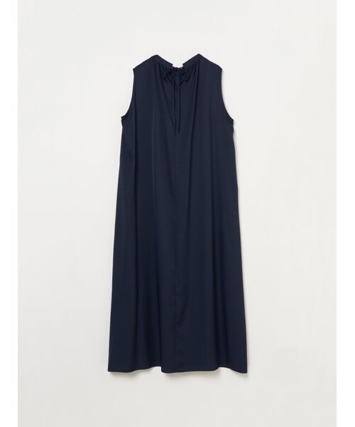 three dots / スリードッツ ドレス | Silky twill gather dress | 詳細1