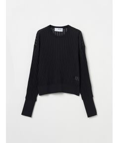 Sheer pleats l/s pullover