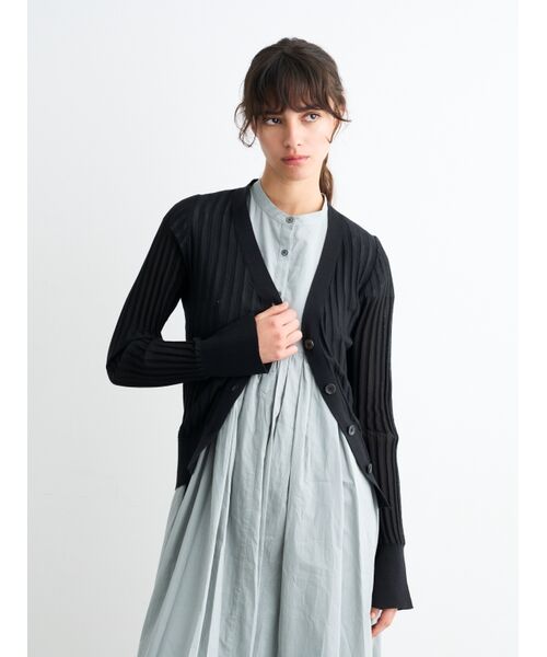 three dots / スリードッツ カーディガン・ボレロ | Sheer pleats cardigan | 詳細6