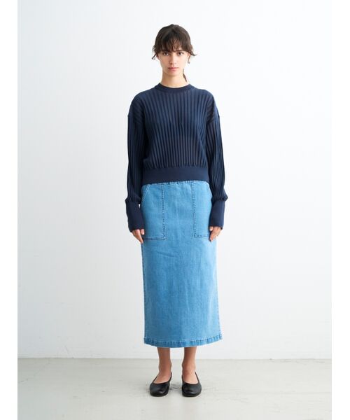 three dots / スリードッツ スカート | Denim streight skirt | 詳細10