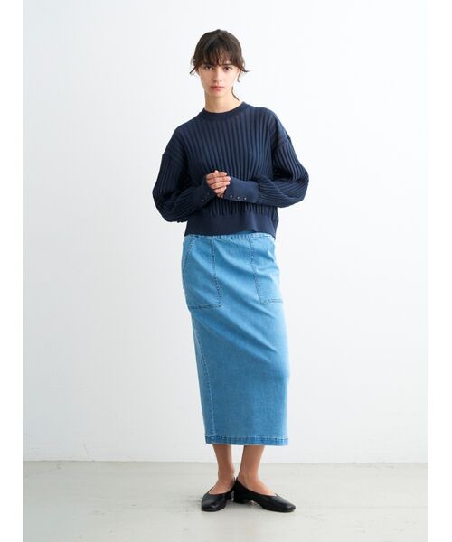 three dots / スリードッツ スカート | Denim streight skirt | 詳細7