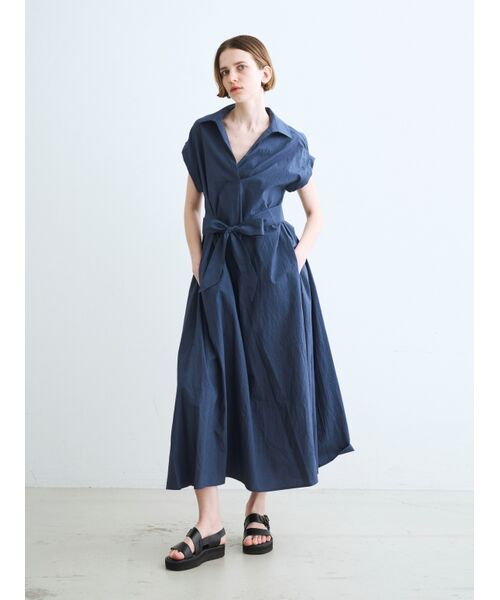 three dots / スリードッツ ドレス | Cotton typewriter ribbon dress | 詳細6