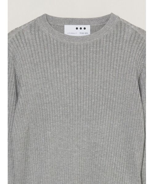 three dots / スリードッツ ニット・セーター | Lurex sweater rib knit tee | 詳細2